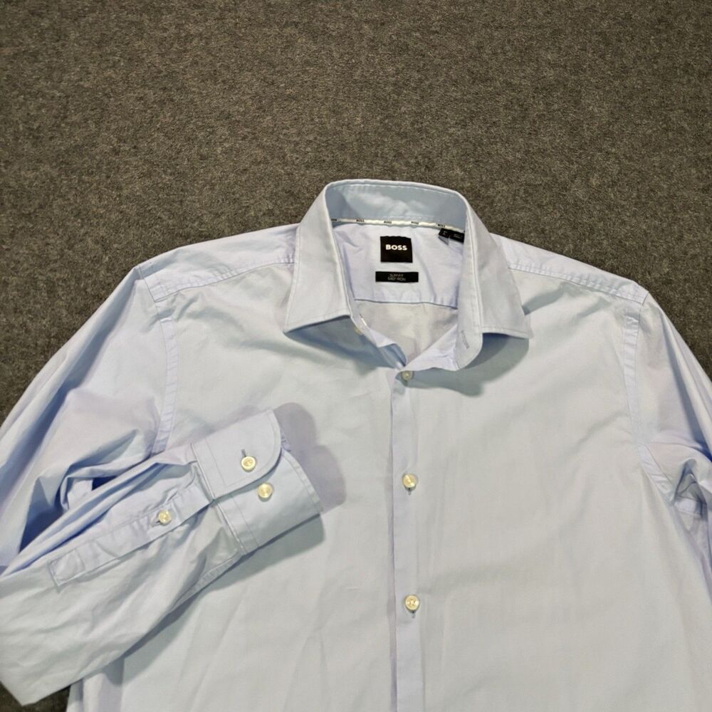 Hugo Boss Shirt Mens Size Large Blue Slim Fit Long Sleeve
